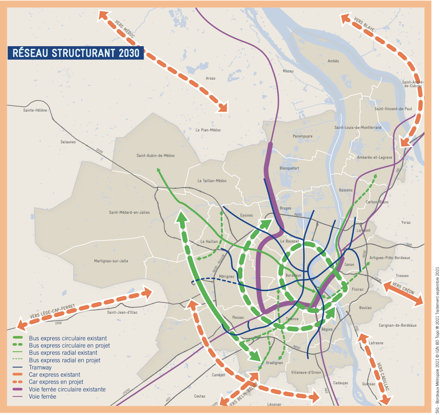 Carte transports bordeaux métropole